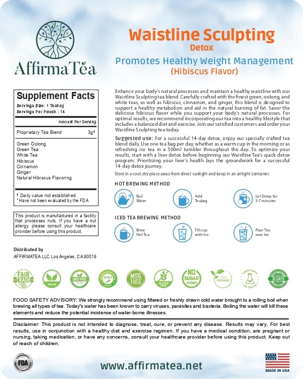 AffirmaTea Waistline Sculpting Detox | for Optimal Weight Loss & Fat Metabolism Balance AffirmaTea uk supplements