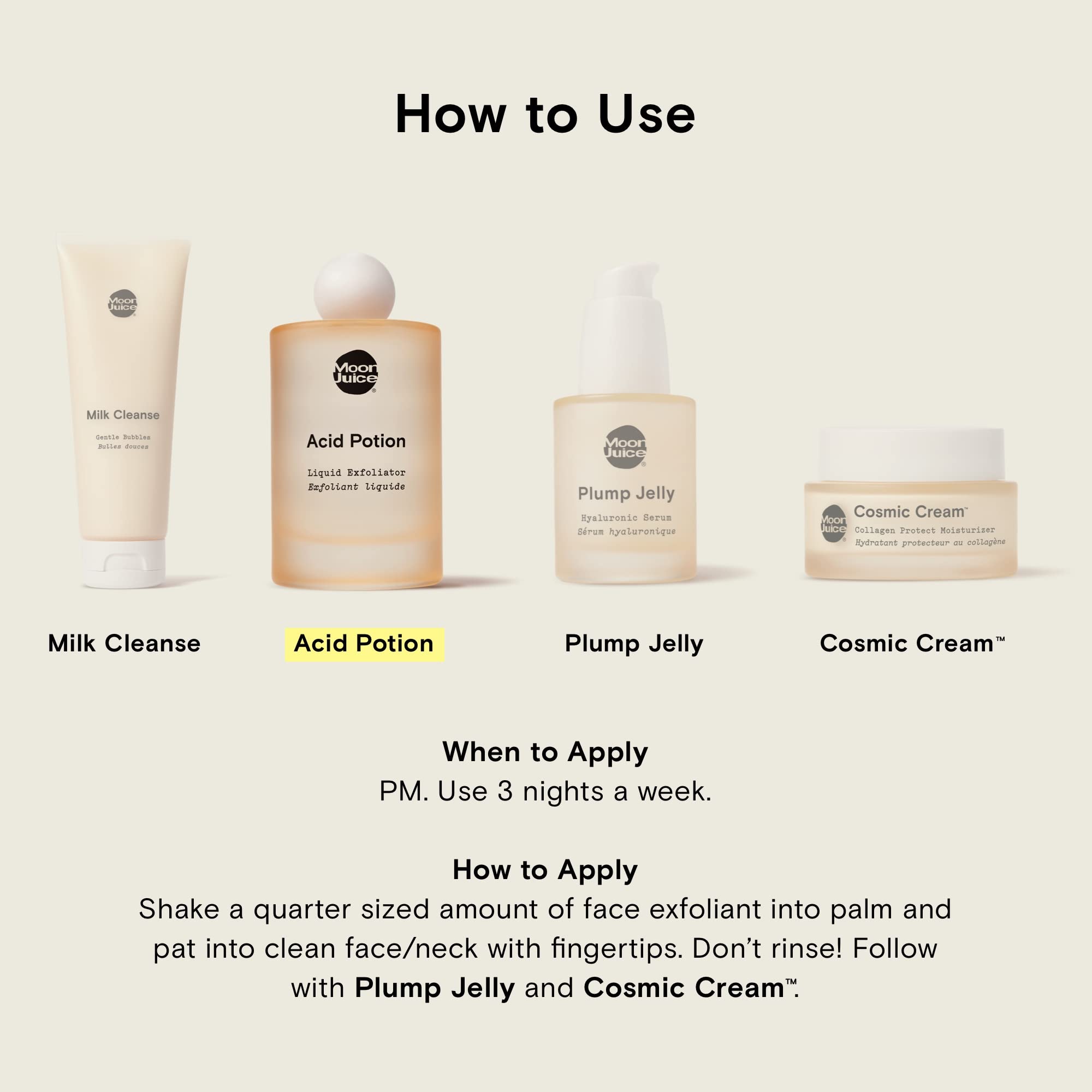 Moon Juice Acid Potion Liquid Face Exfoliator - 25% AHA BHA Exfoliant with Reishi + Niacinamide - Helps Resurface Skin, Unclog Pores, & Stimulate Collagen - Hydrates & Soothes Skin (3.3 Fl oz) Moon Juice uk supplements