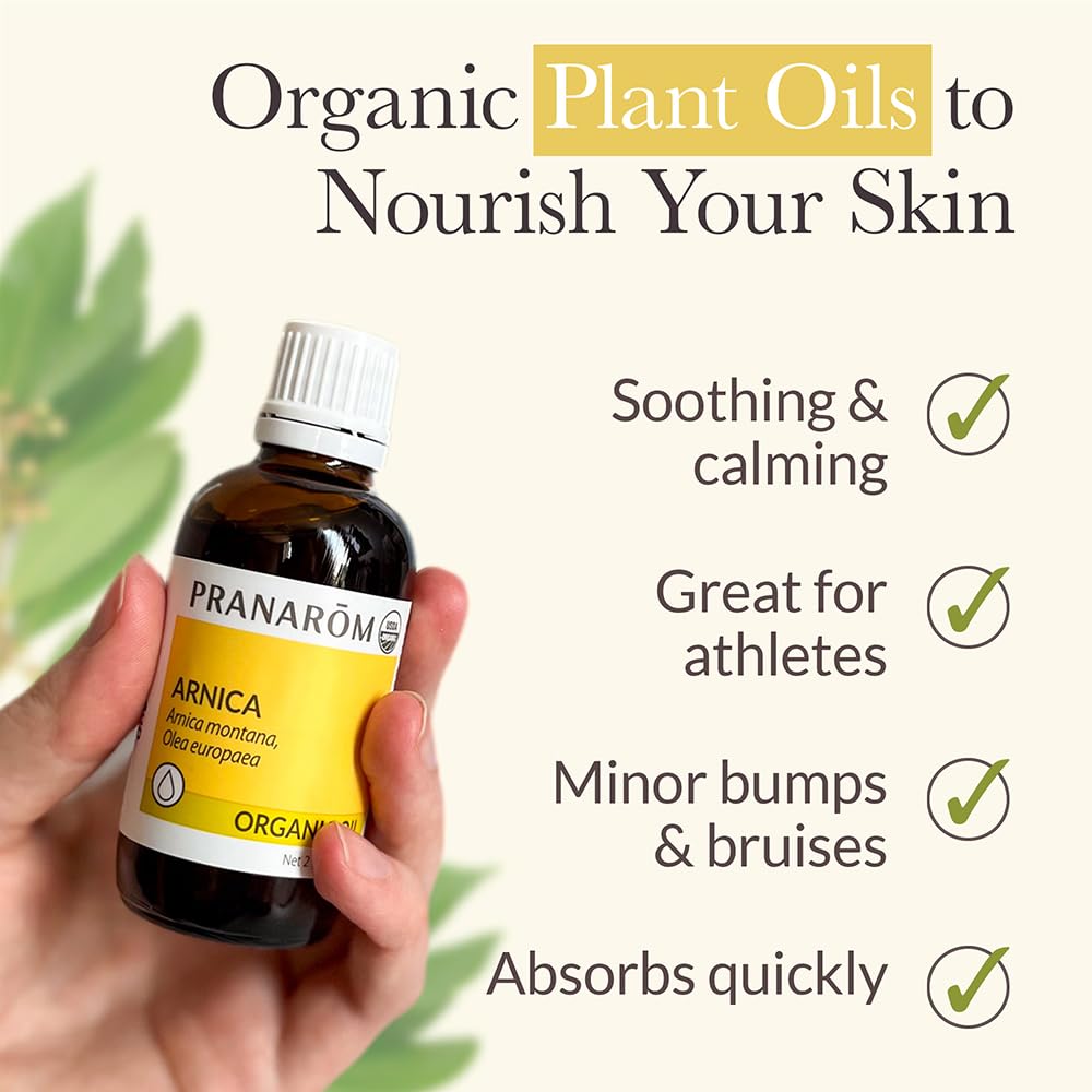 Pranarom - USDA Certified Organic French Arnica Virgin Plant Oil - 2 fl oz Glass Bottle - Massage Oil for Body Pranarom uk supplements