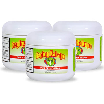 Raging Kakapo Pain Relief Cream 3 Pack - Sore Muscles, Joint Pain & Aches - Odor Free, Non-Greasy Pain Cream - Histamine Dihydrochloride, Capsaicin, Emu Oil, Arnica & More, 4 oz. Jar Raging Kakapo uk supplements