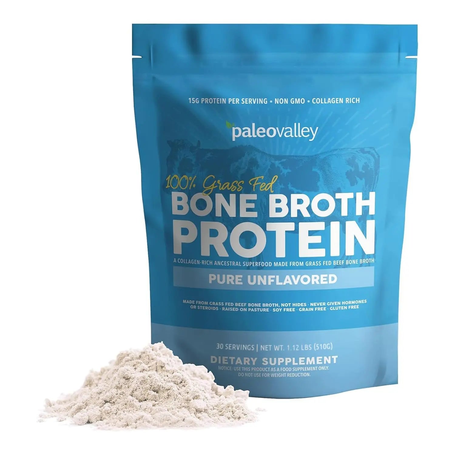 Paleovalley 100% Grass Fed Beef Bone Broth Protein Powder - Rich in Collagen Peptides for Hair, Skin, Gut Health, Bone and Joint Support Paleovalley uk supplements