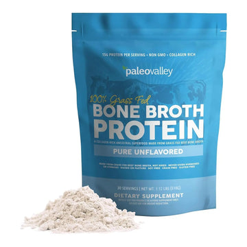 Paleovalley 100% Grass Fed Beef Bone Broth Protein Powder - Rich in Collagen Peptides for Hair, Skin, Gut Health, Bone and Joint Support Paleovalley uk supplements