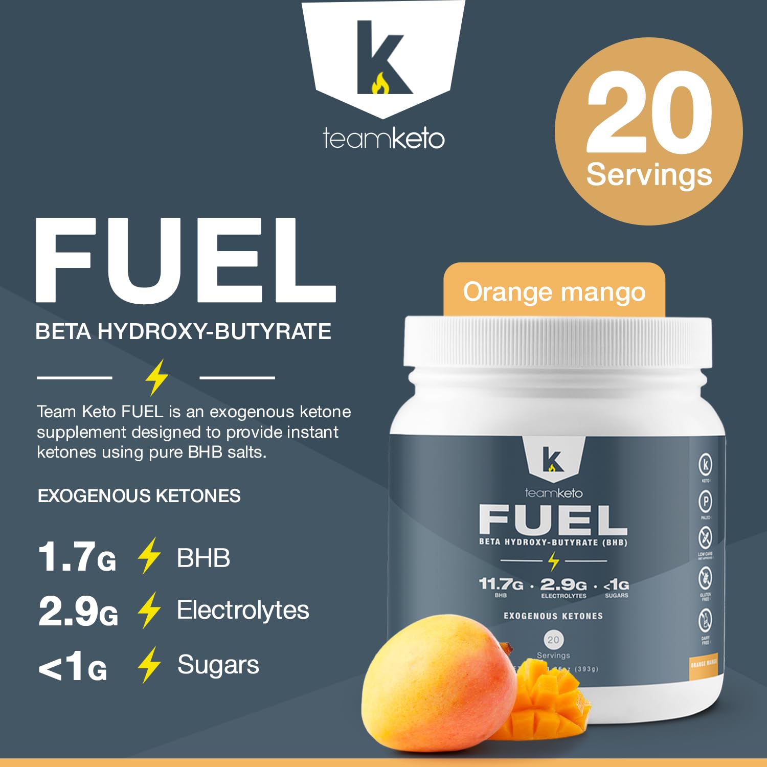 TeamKeto exogenous Ketones Powder, Pure Keto BHB Salts | Dairy & Gluten Free-Best Keto TeamKeto uk supplements