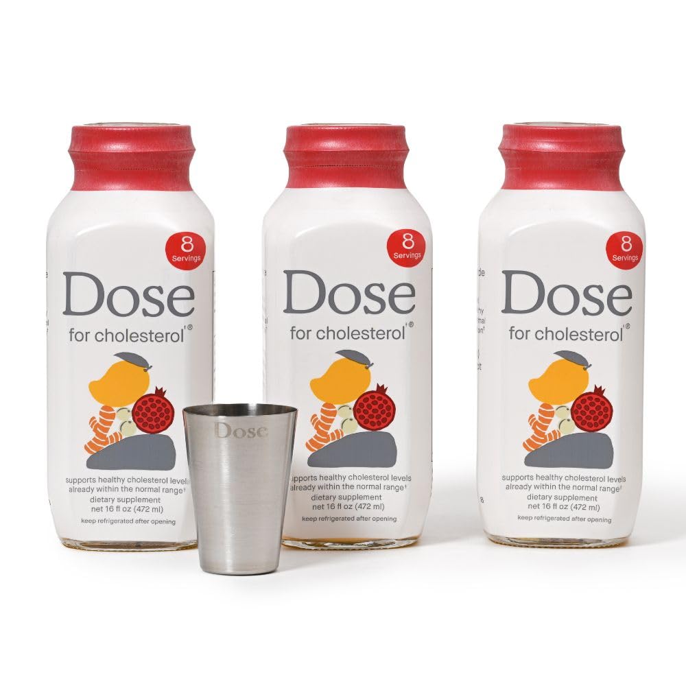 DOSE for Cholesterol Supplements Maintain Healthy Cholesterol Levels and Supports Cardiovascular Health Gluten-Free Vegan Zero Sugar, 16oz Bottle, 3 Pack (3 Week Supply) DOSE uk supplements