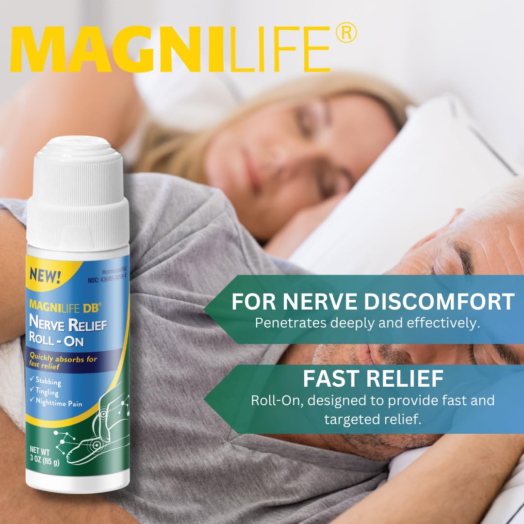 Magnilife DB Nerve Relief Roll On, 3 Oz, Topical Nerve Pain Relief for Feet, Legs, Hands & Arms, Helps Soothe Stabbing, Burning & Tingling Discomfort, Fast-Absorbing, Non-Greasy & Unscented Formula MagniLife uk supplements