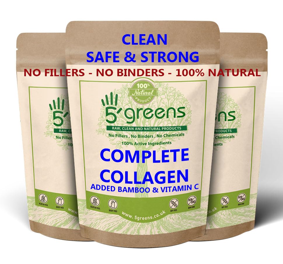 Marine Collagen Capsules 2400mg - Collagen Capsules with Bamboo & Vitamin C 5greens uk supplements