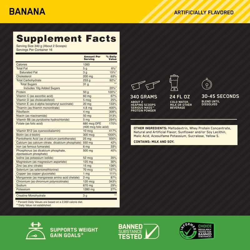 Optimum Nutrition Serious Mass Weight Gainer Protein Powder, Vitamin C, Zinc Optimum Nutrition uk supplements