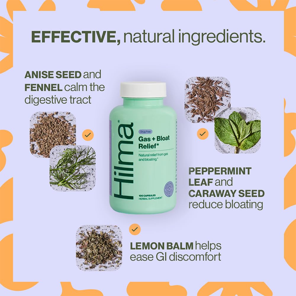 Hilma Natural Gas & Bloating Relief - with Lemon Balm, Fennel & Peppermint Leaf Hilma uk supplements