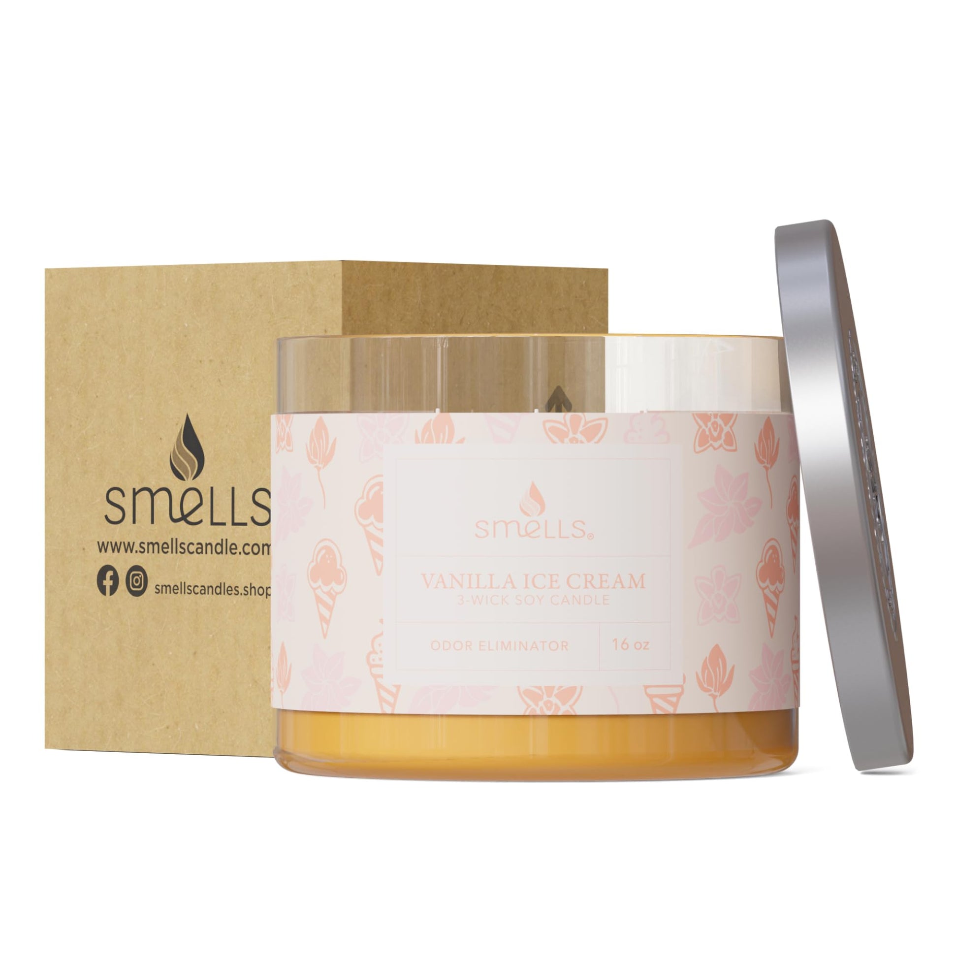 Smells - Odor Eliminator - Premium Soy Wax Jar Scented Candle 12oz. and 16oz. - 100% Cotton Single Wick SmellS uk supplements