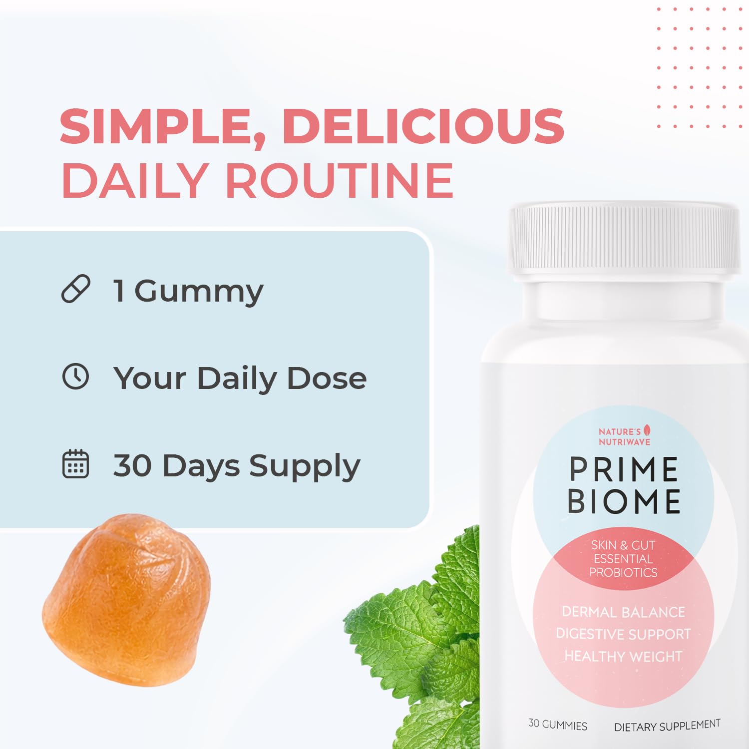 Nature’s NutriWave PrimeBiome Probiotic Gummies – Plant-Based Blend with Inulin, Lion’s Mane, Ginger & More– Non-GMO, No Stimulants, GMP Certified – 30 Gummies, 6 Month Supply Nature’s NutriWave uk supplements