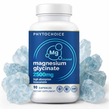 Magnesium for Sleep & Recovery – High Potency 2500mg Magnesium Glycinate for Men & Women, Chelated for High Absorption, Supports Deep Rest, Nerve & Muscle Recovery, Made in USA, 1 Month Supply PHYTOCHOICE uk supplements