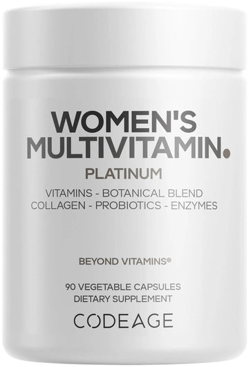 Codeage Women’s Multivitamin Platinum - Vitamins A D3 K1 K2 B12 & Minerals, CoQ10, Skin, Hair & Nails Complex, Collagen, Botanicals, Probiotics Codeage uk supplements