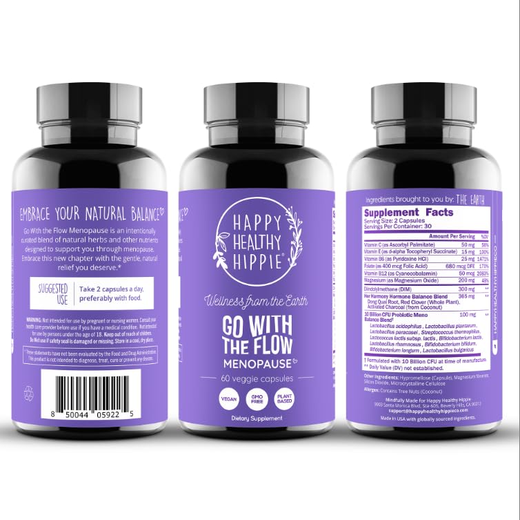 Menopause Supplements for Women – DIM Supplement + Probiotics | Estrogen Metabolism & Hormone Balance Support | Perimenopause Relief | Hot Flashes, Mood Swings & Night Sweats | Dong Quai | 60 Ct Happy Healthy Hippie uk supplements