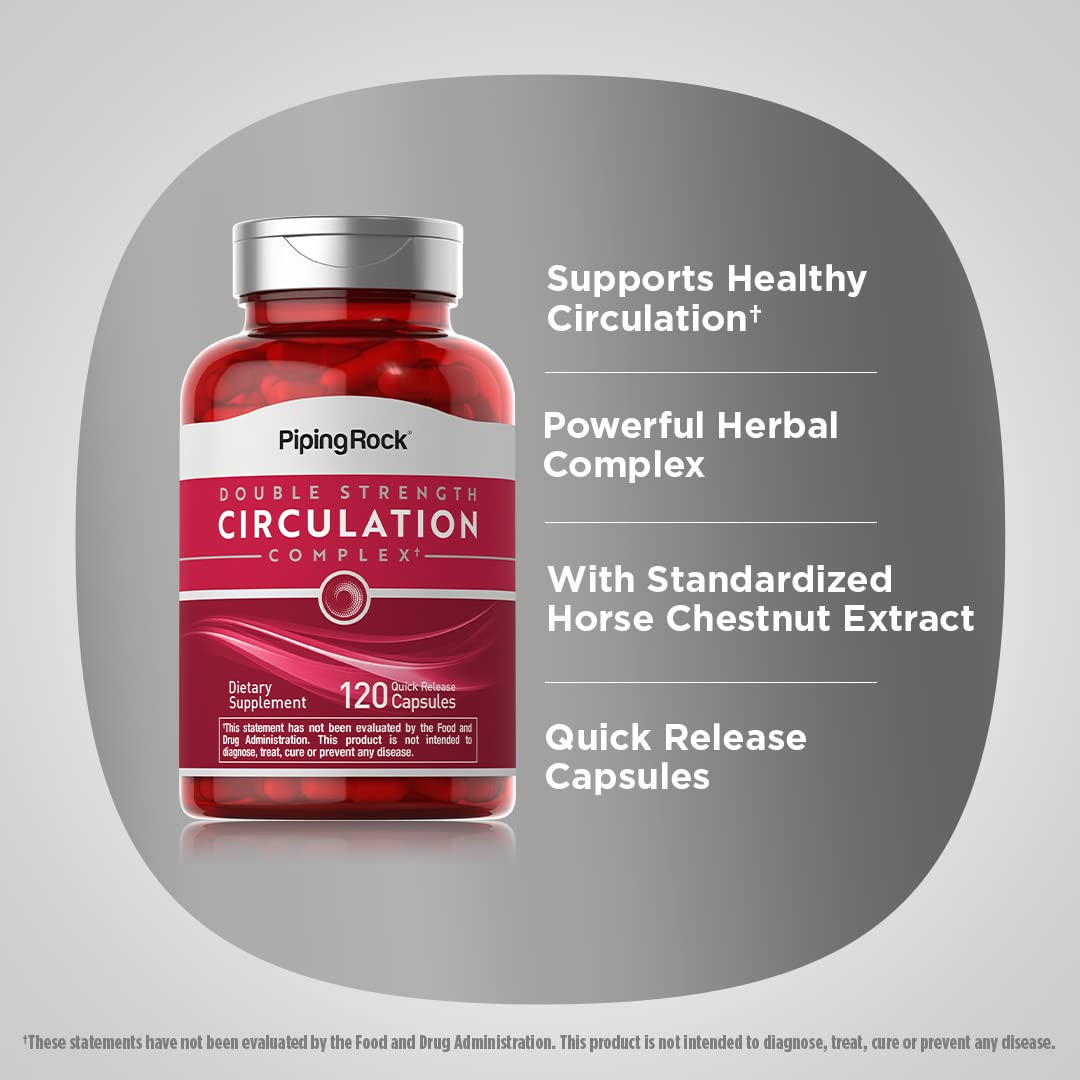 Piping Rock Circulation Supplement | 120 Capsules | Double Strength Complex | Non-GMO, Gluten Free Piping Rock uk supplements