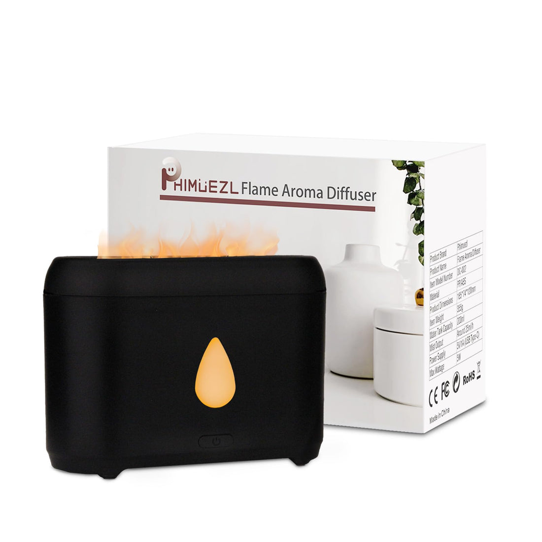 200ml Compact Small Flame Diffuser for Essential Oil (Black) Phimuezl uk supplements
