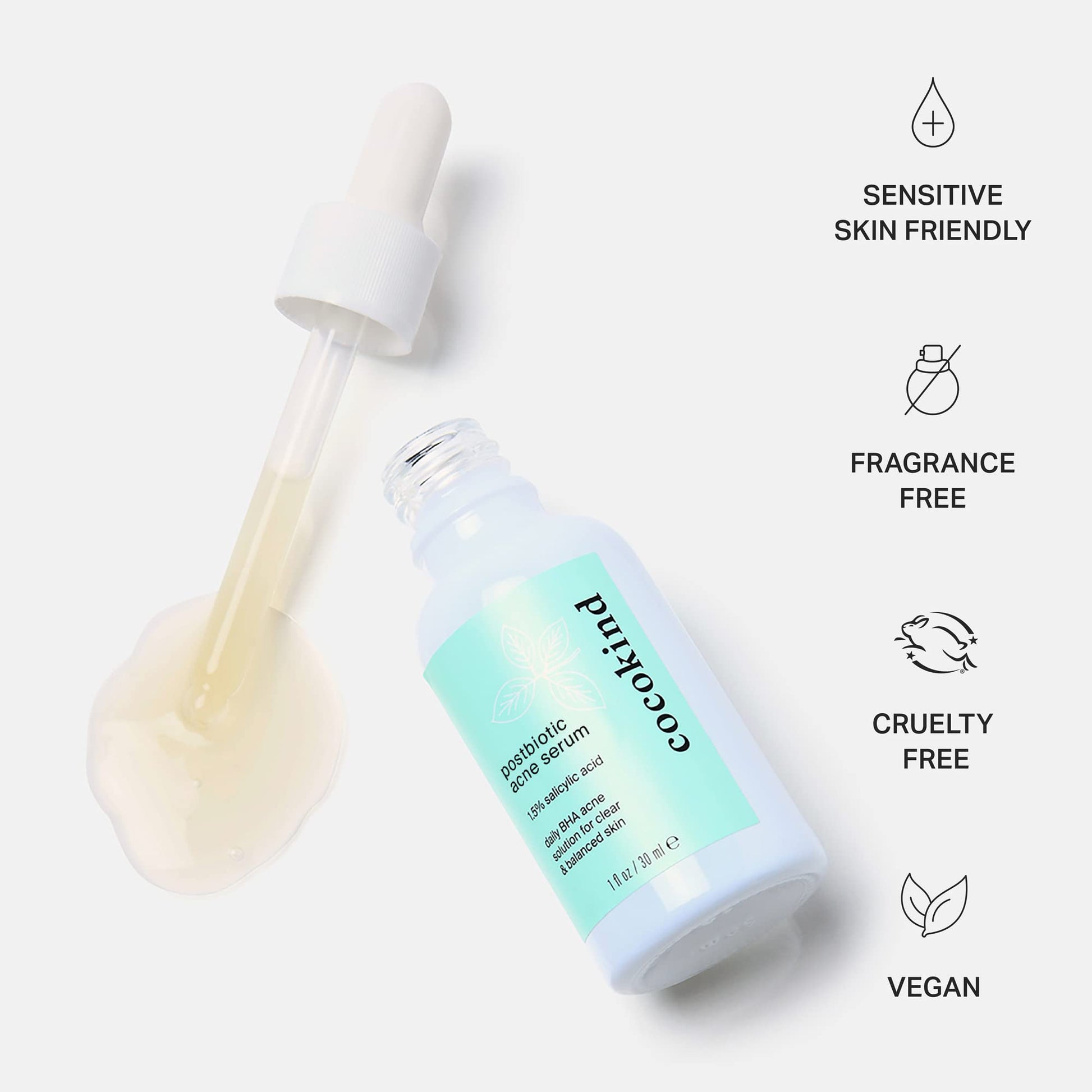 Cocokind Postbiotic Acne Serum, Salicylic Acid Serum and BHA Liquid Exfoliant - Exfoliating, Brightening and Hydrating Serum Cocokind uk supplements