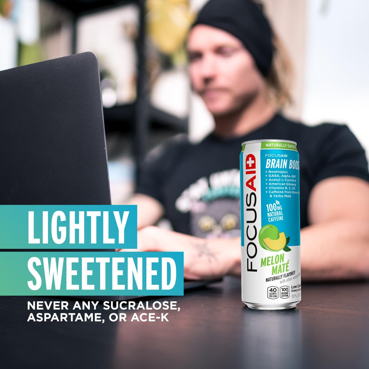 FOCUSAID Energy Blend, Brain Boosting Nootropics Drink, Alpha-GPC, GABA, B-Complex, Yerba Mate, Green Tea, 100% Clean, 100mg Natural Caffeine, 12-oz. can, 12 Pack LIFEAID uk supplements