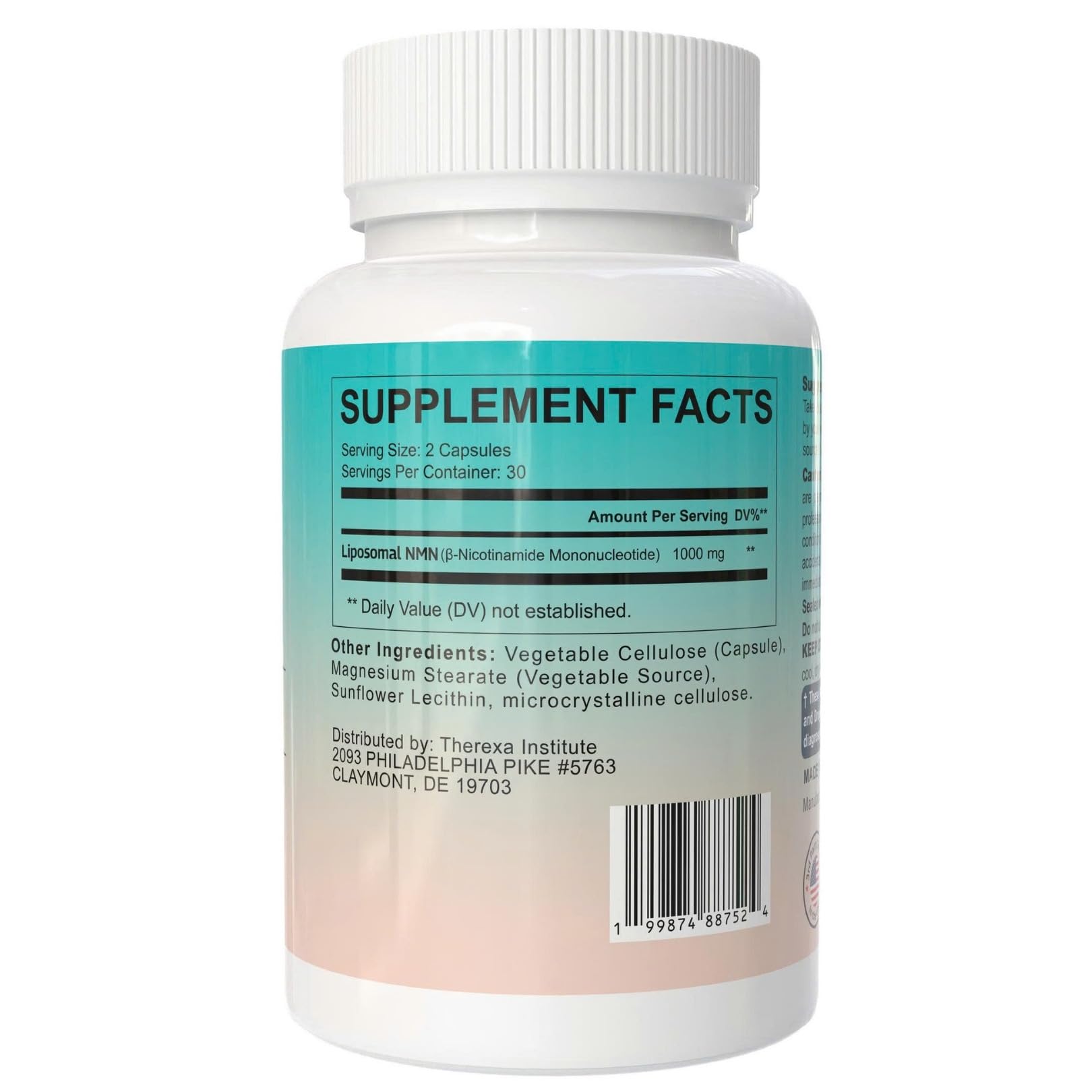 NMN Supplement 1000mg Pure - Liposomal NMN for NAD+ Supplement, Tested in USA, 60 Capsules THEREXA uk supplements