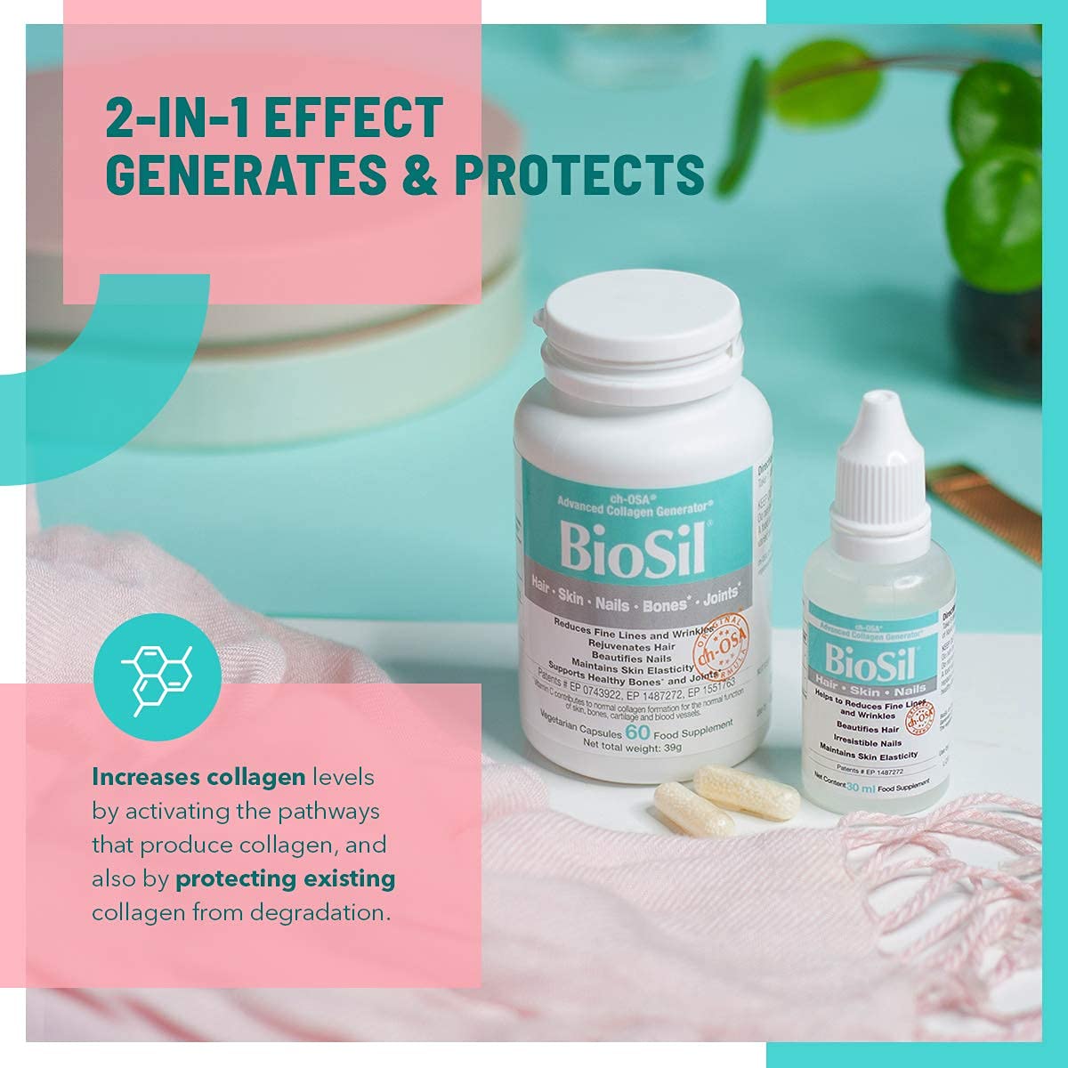 Advanced Collagen Generator with Vitamin C, BIOSIL Supplement for Women - Supports Healthy Hair BioSil uk supplements