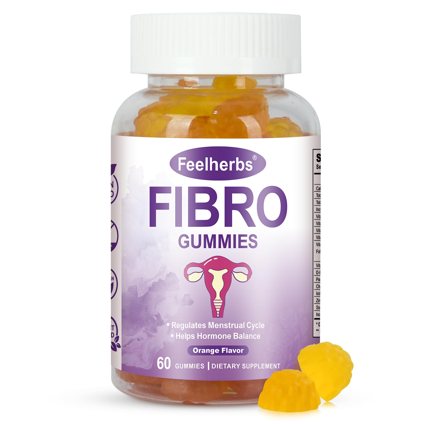Fibro Gummies for Women Ovarian, Multivitamin Gummies for Hormone Balance, Ovarian Support Inositol Gummy with Vitamin A, E, and Minerals, 60 Count Feelherbs uk supplements
