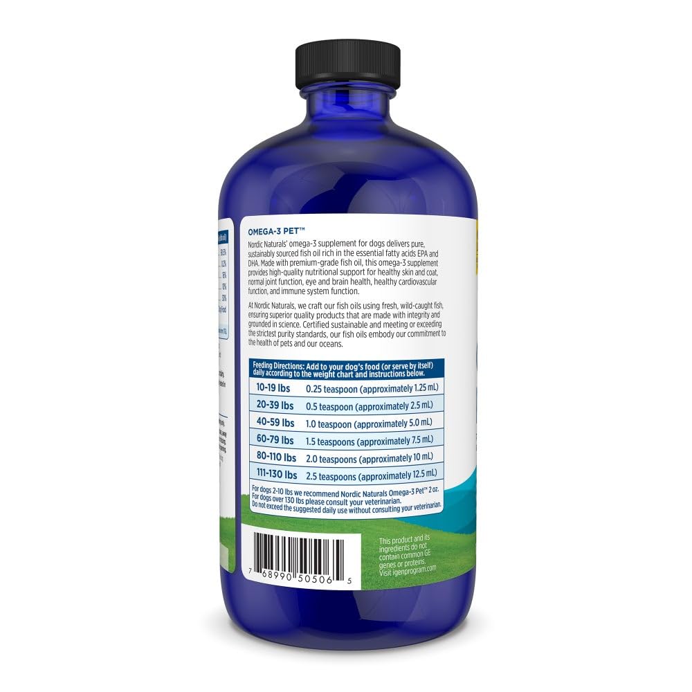 Nordic Naturals Omega-3 Pet, Unflavored - 16 oz - 1380 mg Omega-3 Per Teaspoon - Fish Oil for Large to Very Large Dogs with EPA & DHA - Promotes Heart, Skin, Coat, & Immune Health Nordic Naturals uk supplements