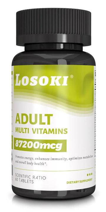 Losoki Adult Multi Vitamins - Comprehensive Daily Multivitamin Supplement for Men and Women - 60 Tablets for Enhanced Energy Losoki uk supplements