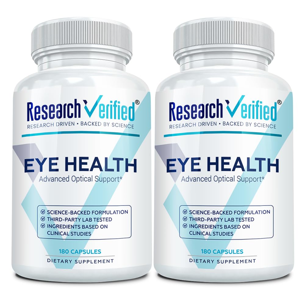Research Verified Eye Health - Nourish and Protect Eyes and Vision, Support Healthy Retina, Improve Blood Supply to Eyes - Vitamins A, B, C, and E - 360 Capsules - 6 Month Supply - Made in The USA Research Verified uk supplements