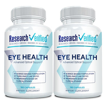 Research Verified Eye Health - Nourish and Protect Eyes and Vision, Support Healthy Retina, Improve Blood Supply to Eyes - Vitamins A, B, C, and E - 360 Capsules - 6 Month Supply - Made in The USA Research Verified uk supplements