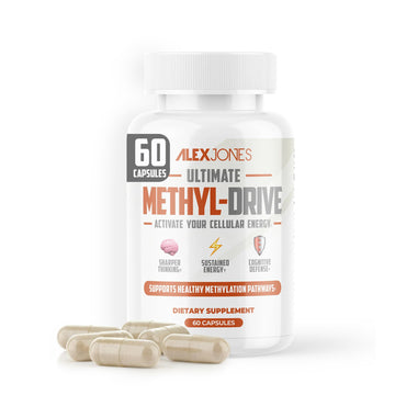 Alex Jones Naturals Methyl Drive Vitamin B Methylated Complex Formula – Mitochondrial Support Supplement w/ CoQ10, PQQ Supplement, Magnesium, B Methylated Complex & BioPerine – 60 Capsules Alex Jones Naturals uk supplements