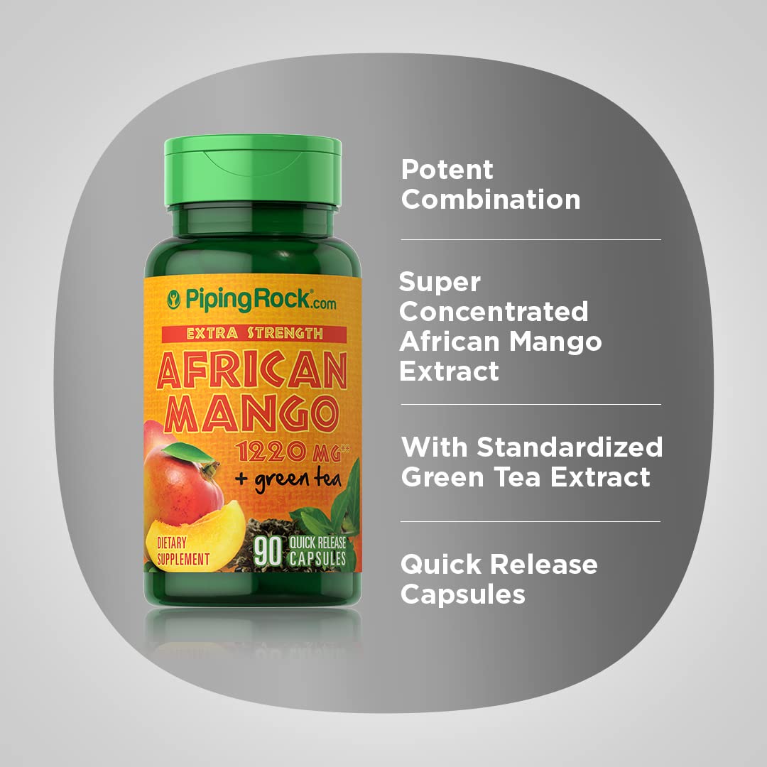 Piping Rock African Mango Seed Extract 1220 mg | 90 Capsules | with Green Tea | Extra Strength Piping Rock uk supplements