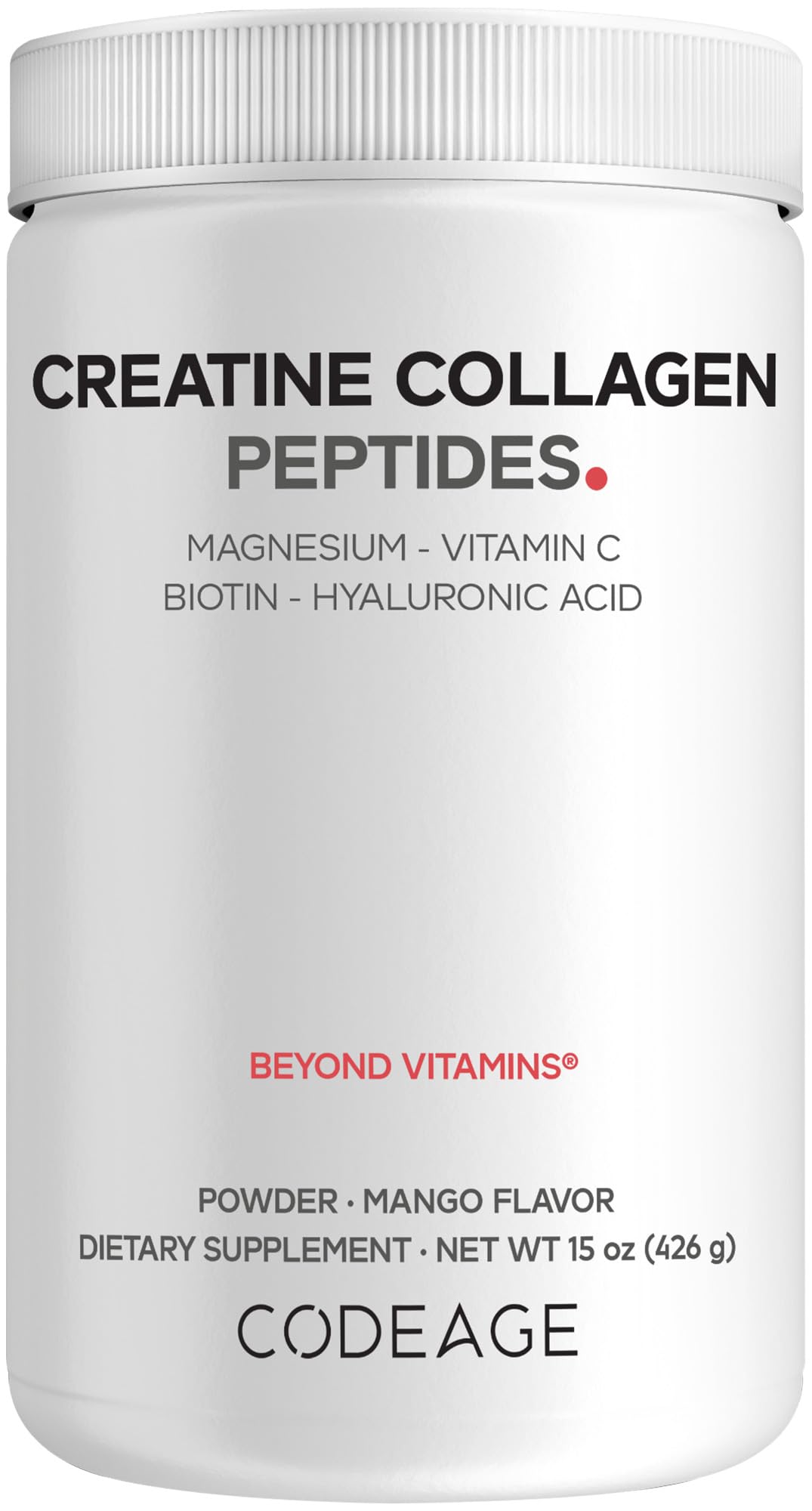 Codeage Creatine Collagen Peptides - Creatine Monohydrate Powder Supplement, Wild-Caught Marine Collagen, Biotin, Magnesium, Vitamin C, Hyaluronic Acid - Mango Flavored - Non-GMO - 15 Oz Codeage uk supplements