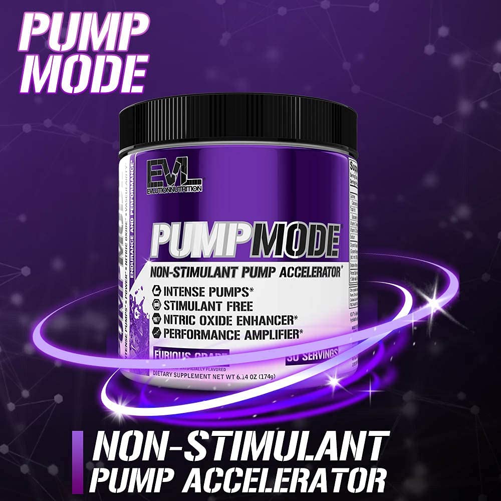 EVL PumpMode Nitric Oxide Supplement - Nitric Oxide Booster Pump Pre Workout Powder Evlution uk supplements