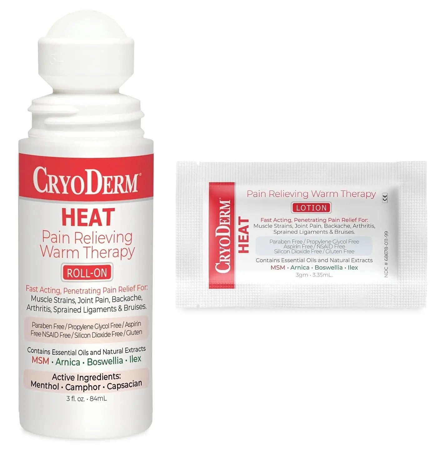 CryoDerm Combo Package Heat-Warm Therapy 3 oz Roll-On & 12 Packets CryoDerm uk supplements