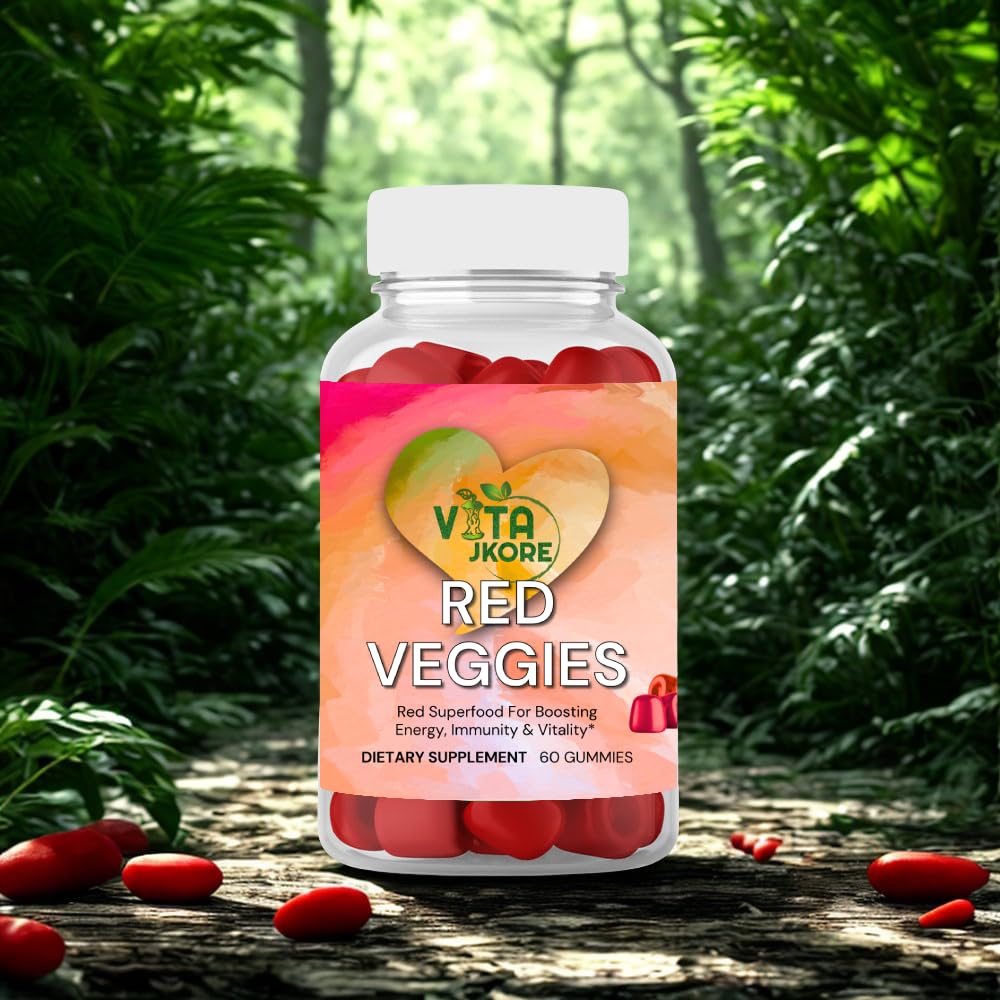 VITA JKORE Red Veggies Superfood Gummies, Energy & Immunity Booster, 60 Count Dietary Supplement, Natural Beetroot Blend VITA JKORE uk supplements