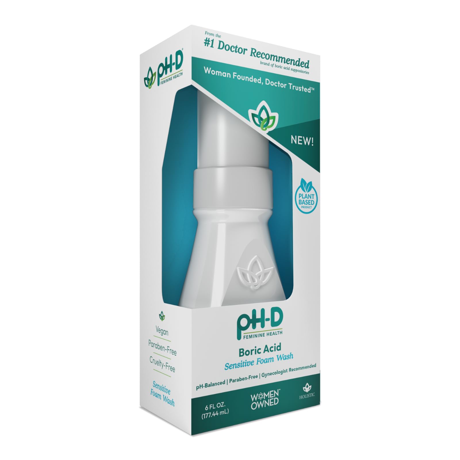 pH-D Feminine Health - Boric Acid Foam Wash - pH-Balanced, Paraben-Free, and Plant-based pH-D Feminine Health Support uk supplements