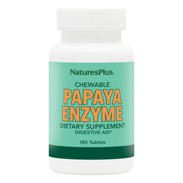 NaturesPlus Papaya Enzyme - 180 Chewable Tablets - Digestive Aid Supplement with Amylase & Protease - Helps Reduce Gas, Bloating, Stomach Upset & Discomfort - Vegan, Gluten Free - 180 Servings NaturesPlus uk supplements