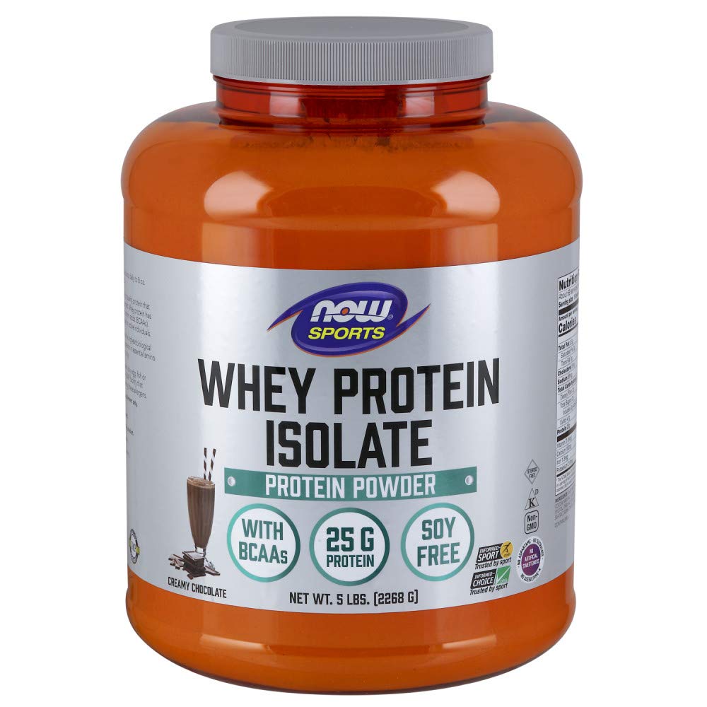NOW Sports Nutrition, Whey Protein Isolate, 25 G With BCAAs, Creamy Chocolate Powder NOW uk supplements