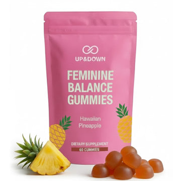 Up&Down Supplements Premium Feminine Balance Gummies for Women | PMS Relief, Mood & Cycle Support | Pineapple + Vitamin C | Ashwagandha & Chasteberry | Vegan, Non-GMO, Gluten Free | 60 Gummies Up&Down Supplements uk supplements