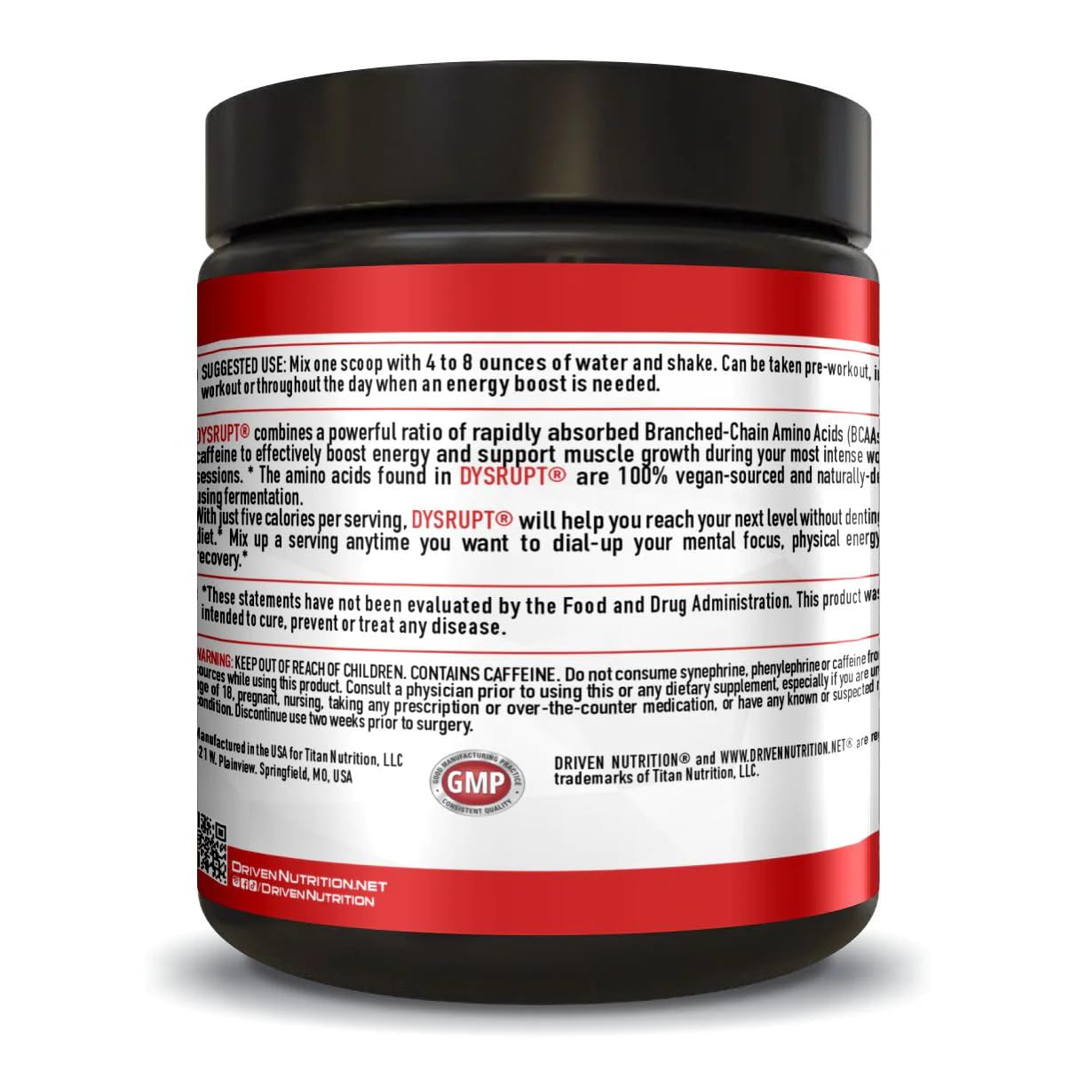 Driven Nutrition DYSRUPT: BCAA + Caffeine with Electrolytes: Sugar & Gluten Free Supplement Driven Nutrition uk supplements
