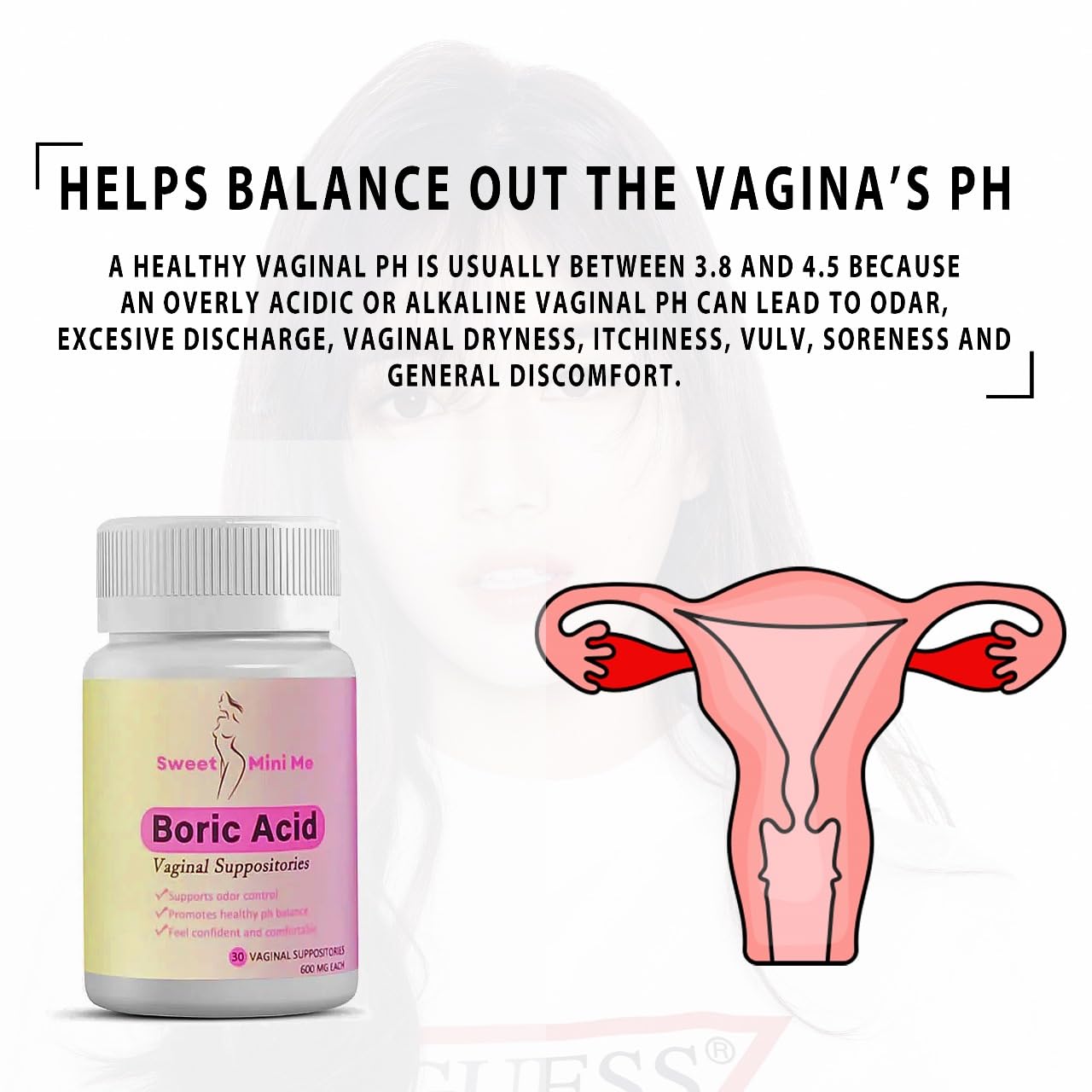 Sweet Mini Me 600mg Boric Acid Suppositories – Natural Vaginal Health Support for Women – pH Balance, Odor & Itch Relief – 30 Count Capsules Generic uk supplements