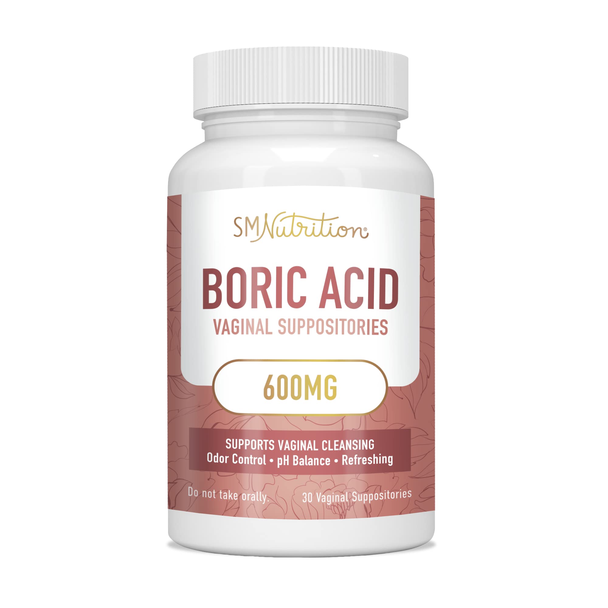 Boric Acid Suppositories for Women | 600mg | for pH Balance, Vaginal Odor & Itching | Feminine Intimate Health SMNutrition uk supplements