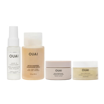 OUAI Travel Kit - Includes Travel Size Leave In Conditioner, Detox Shampoo, Fine to Medium Hair Mask, Scalp & Body Scrub (4 Count) OUAI uk supplements