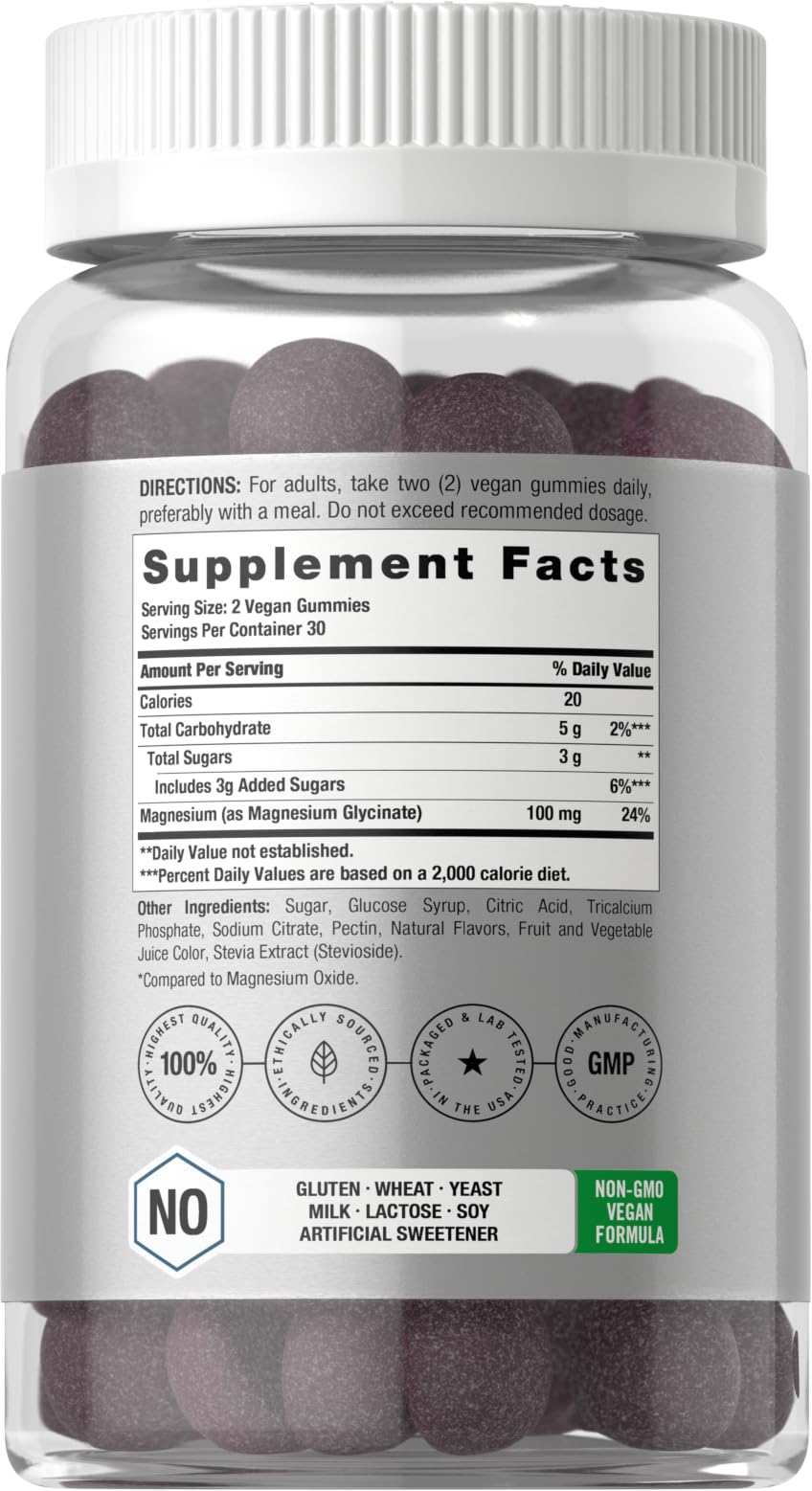 Horbäach Magnesium Glycinate Gummies | 60 Count | Sour Grape Flavor | High Absorption | Vegan, Non-GMO, Gluten Free Horbäach uk supplements
