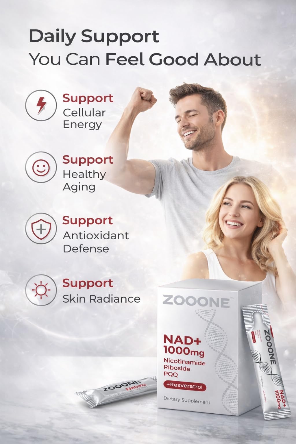zooone- NAD+ Supplement 30pcs, Premium Nicotinamide Riboside & Resveratrol, DNA Repair & Healthy Aging， Advanced NAD Supplement for Men & Women, Boosts Cellular Energy. zooone uk supplements