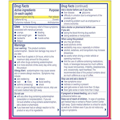 Midol Complete On The Go Caplets with Acetaminophen for Menstrual Symptom Relief, Period Cramp and Menstrual Pain Relief, 50 Count (25 Pouches of 2) Midol uk supplements