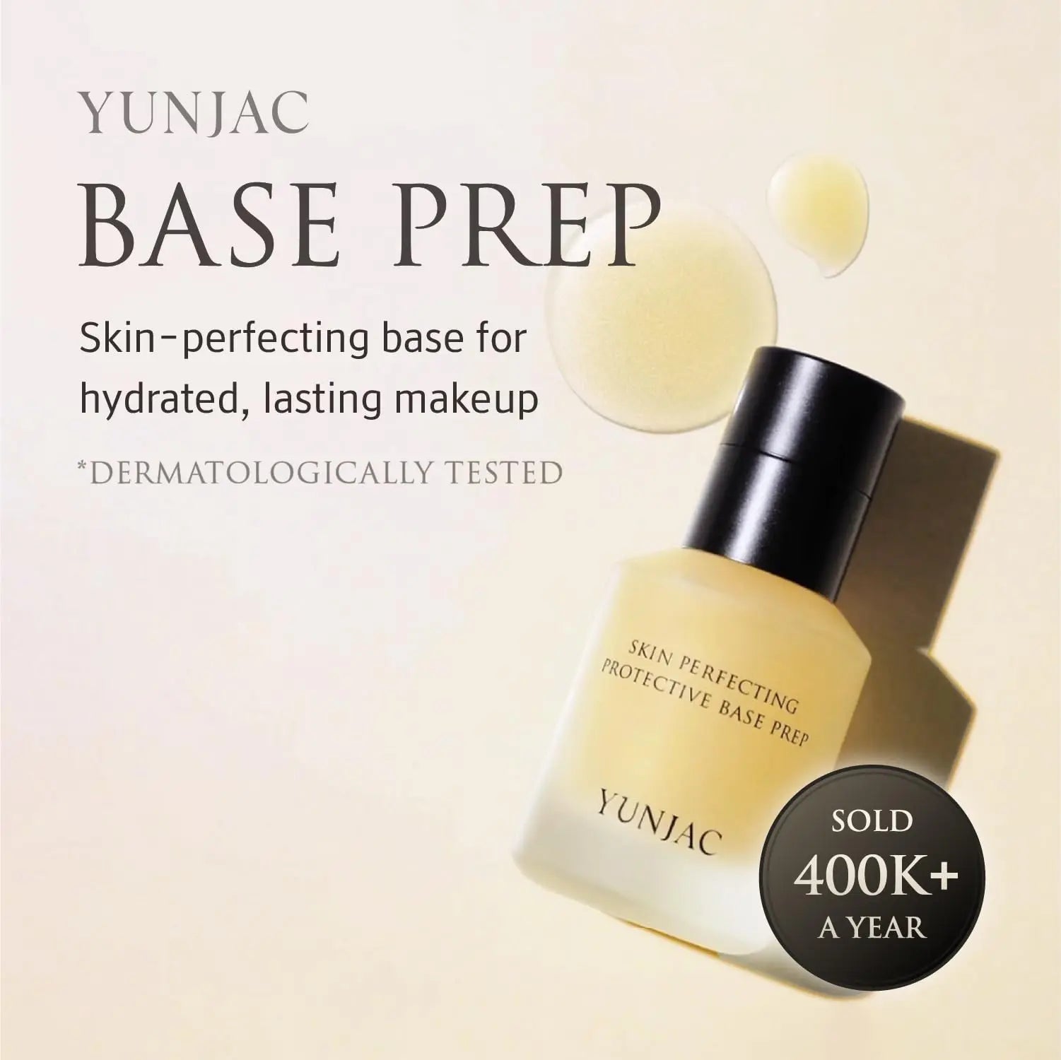 YUNJAC Base Prep Korean Primer (1.35 fl oz) – Silicone-Free Grip Makeup Base, Serum Texture for Radiant Skin, Long-Lasting Glow with Rice Ferment, Ceramide, Niacinamide, Squalane YUNJAC uk supplements