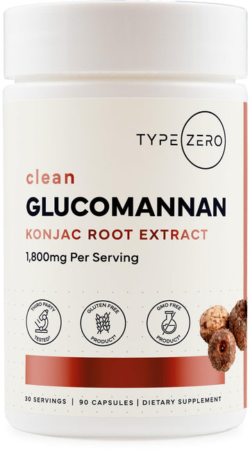 Type Zero Clean Glucomannan Konjac Root Extract (90 Capsules)(1,800 MG Per Serving) - 30 Servings, Non-GMO, Gluten Free Type Zero uk supplements