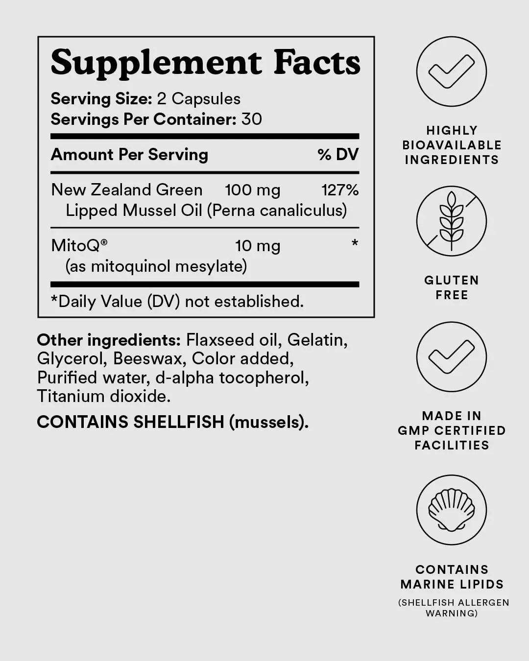 MitoQ +Joint Advanced CoQ10 Antioxidant Supplement - Contains Mitoquinol Mesylate & Green Lipped Mussel Omega Oil Extract - Supports Healthy Joint, Mobility and Cell Vitality (60 Softgel Capsules) MitoQ uk supplements