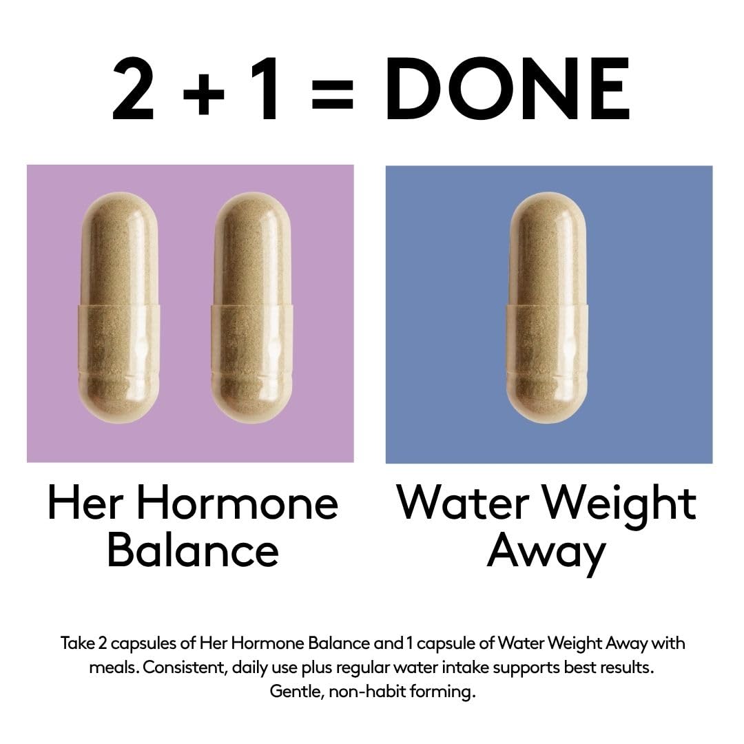 Youth & Tonic PMS & Menopause Bloating Relief Duo – Support for Puffiness, Hormonal Balance & Fluid Retention – Her Hormone Balance + Water Weight Away Natural Herbs for Women, 90 Capsules Youth & Tonic uk supplements