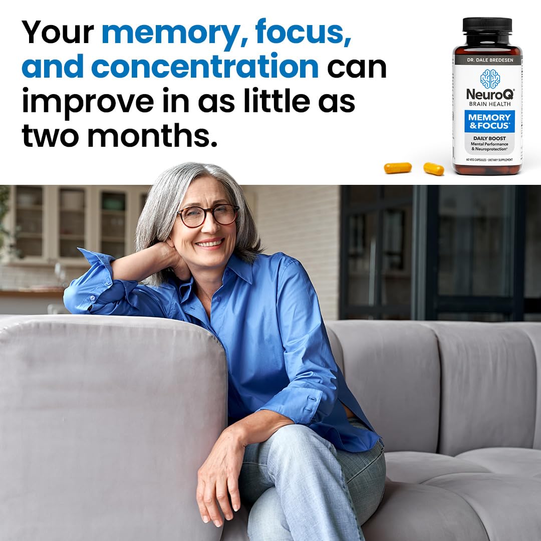 NeuroQ Memory & Focus - Boosts Cognitive Performance & Healthy Brain Function - Neuroprotective Formula by Dr. Dale Bredesen - Gotu Kola Ginkgo Phosphatidylserine Coffee Fruit & Propolis - 60 Capsules LifeSeasons uk supplements